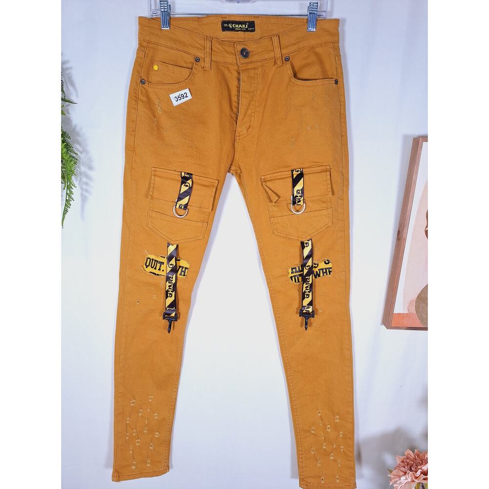 The Charj Women's Cotton Yellow Denim Pants Size 10/11 - Picture 2 of 5